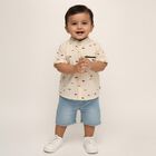 Infants Soft Beige Cotton Half Sleeve Mandarin Collar Casual Shirt, Beige, small image number null