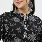 Women's Black Round Neck Straight Kurta, Black, small