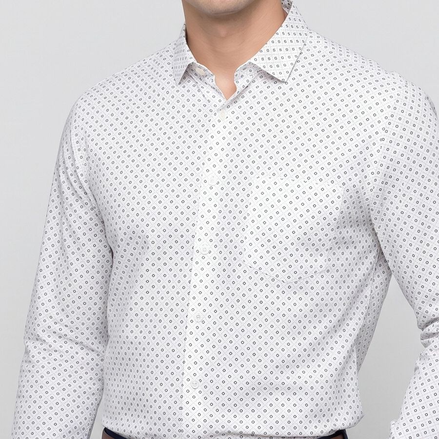 Men's Navy Blue Spread Collar Slim Fit Formal Shirt, नेवी ब्लू, large