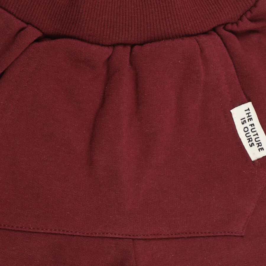 Infants Deep Burgundy Elastic Waist Cotton Blend Pyjama, Maroon, large image number null