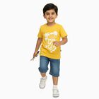 Boys Bright Yellow Round Neck Casual T-Shirt, Yellow, small image number null