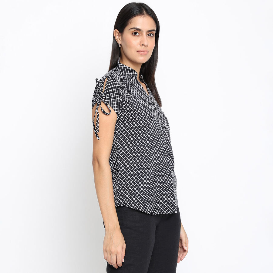 Checks 3/4th Sleeves Shirt, Black, large image number null