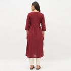 Women's Maroon Cotton Round Neck Printed Kurta, Maroon, small image number null