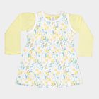 Infants Cotton Printed Frock, Yellow, small image number null