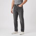 Men's Dark Grey Straight Fit Washed Jeans, Dark Grey, small