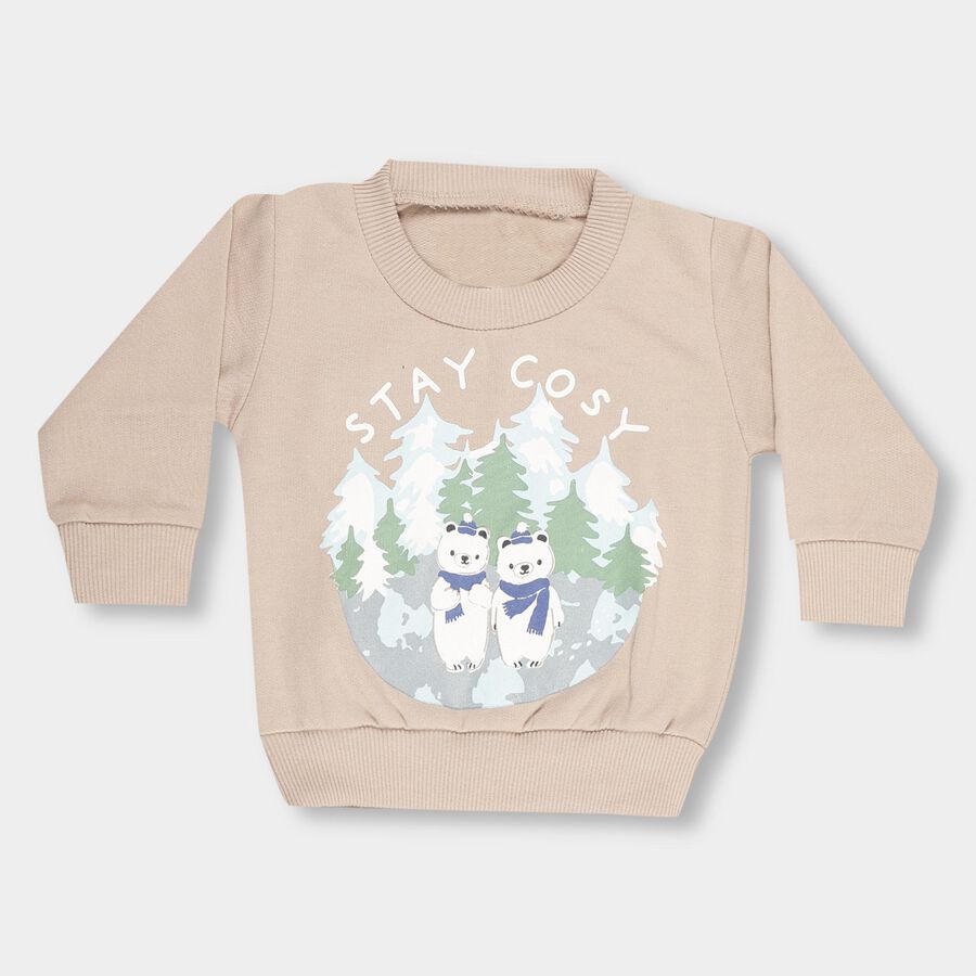 Infants Light Beige Crew Neck Casual Sweatshirt, गहरा पीला, large image number null