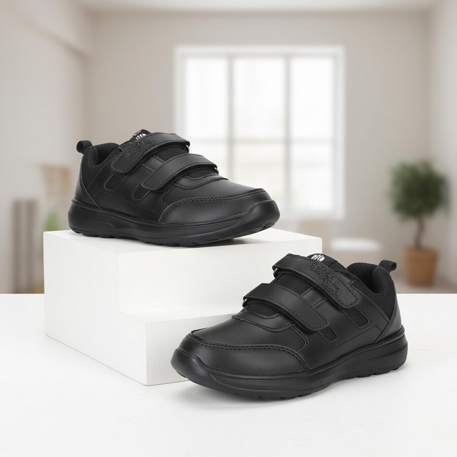 Boys' Black Velcro Sneakers Shoes, Black, large