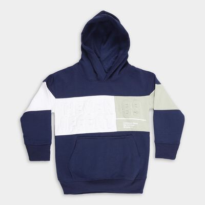 Boys Deep Midnight Navy Blue Hooded Neck Casual Sweatshirt