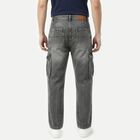 Men's Grey Cargo Fit Washed Jeans, Light Grey, small