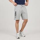 Men's Grey Regular Fit Printed Athletic Bermuda Shorts, Melange Mid Grey, small