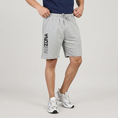 Men's Grey Regular Fit Printed Athletic Bermuda Shorts