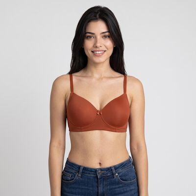 Women's Brown Wire-Free T-Shirt Bra