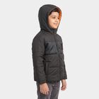 Boys Black Hooded Puffer Jacket, Black, small