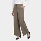 Women's Olive Wide-Leg High-Waist Formal Trousers, Olive, small