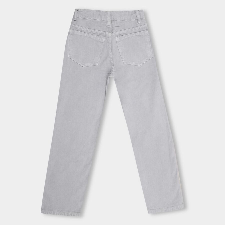 Girls' 100% Cotton Trousers , Light Grey, large