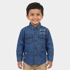 Boys' Light Blue Long Sleeve Collared Utility Shirt, हल्का नीला, small