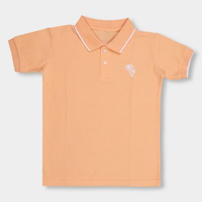 Boys' Light Peach Polo Neck Half Sleeve T-Shirt