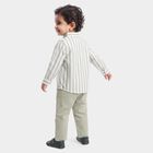 Infants' Grey 100% Cotton Collar Neck Striped Baba Suit, Light Grey, small