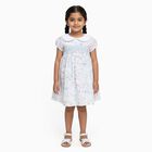 Girls' White Floral Smocked Cotton Frock, Off White, small image number null