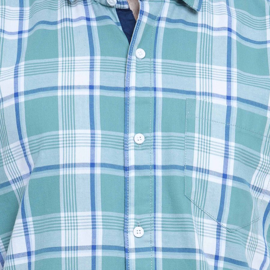 Cotton Checks Casual Shirt, Light Green, large image number null
