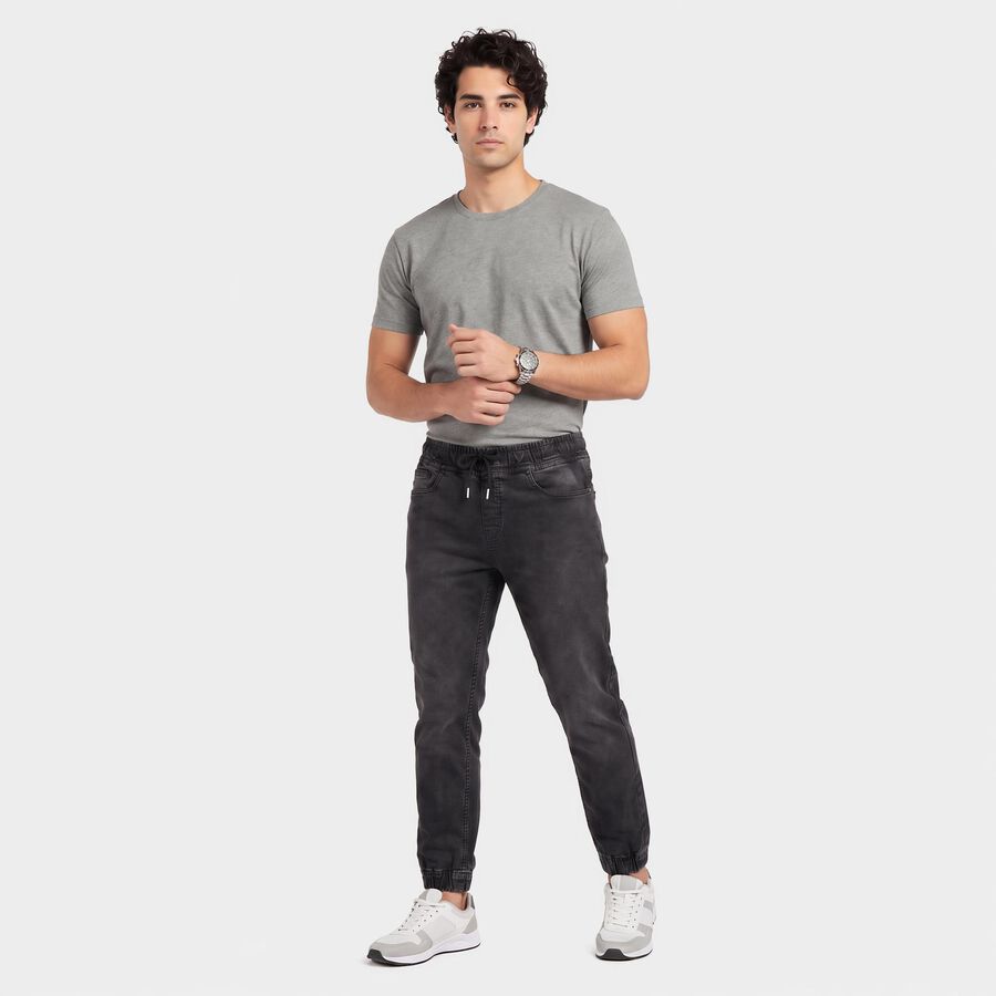 Men's Dark Grey Slim Fit Jogger Style Jeans, गहरा ग्रे, large