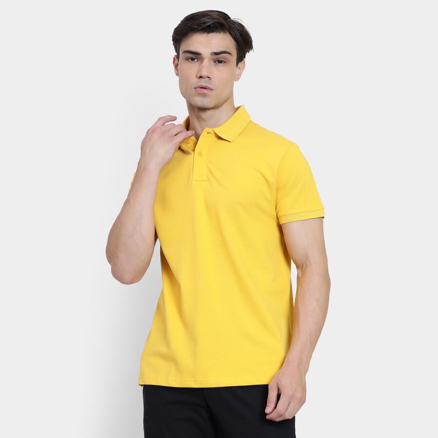 Men's Collared Half Sleeves T-Shirt , Mustard, large image number null