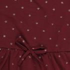 Girls' Deep Burgundy Metallic Star Printed A-Line Frock, वाइन, small image number null