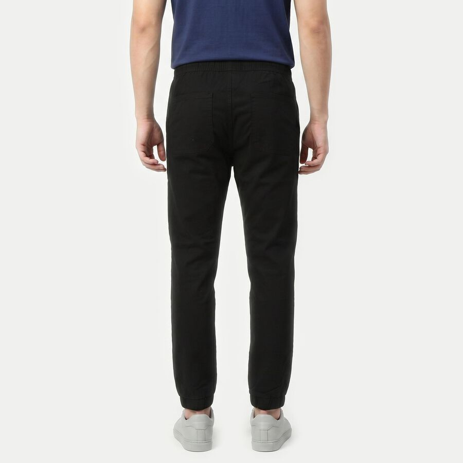 Men's Black Slim Fit Jogger Trousers, काला, large