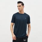 Men's Deep Navy Blue Crew Neck Athleisure T-Shirt, टील ब्लू, small image number null