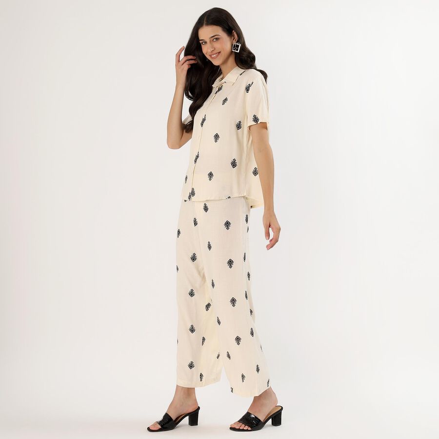 Women's Eggshell White Geometric Printed Co-ord Set, White, large