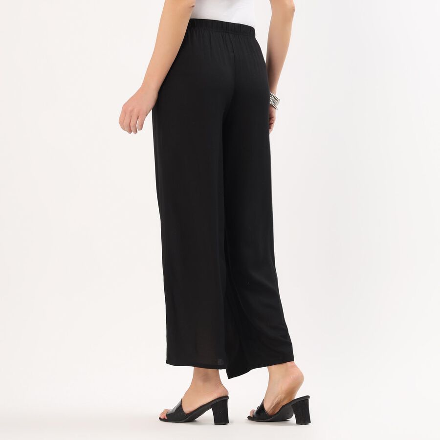 Women's Minimalist Viscose Wide-Leg Palazzos, Black, large