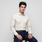 Men's Beige Geometric Formal Shirt, Beige, small