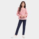 Girls Pink Round Neck Regular Top, गुलाबी, small