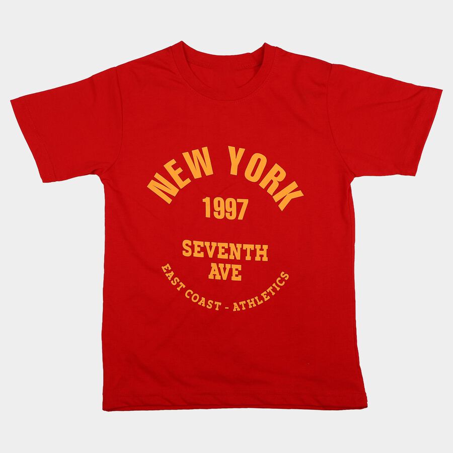 Boys' Half Sleeves T-Shirt, लाल, large