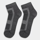 Men's Dark Charcoal Gray and Jet Black Ankle-Length Geometric Socks Pack of 3, Black, small