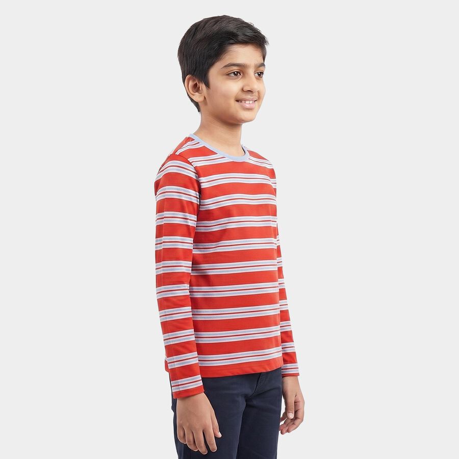 Boys Maroon Crew Neck Regular T-Shirt, Maroon, large
