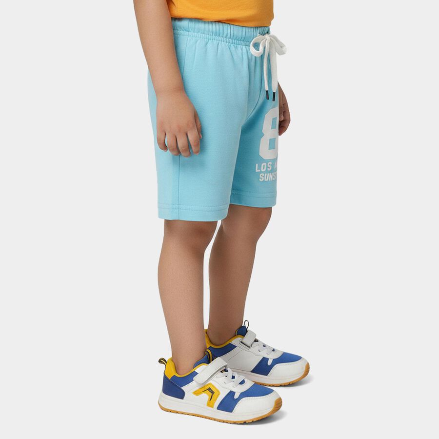 Boys Light Blue Regular Fit Graphic Print Bermuda Shorts, Light Blue, large