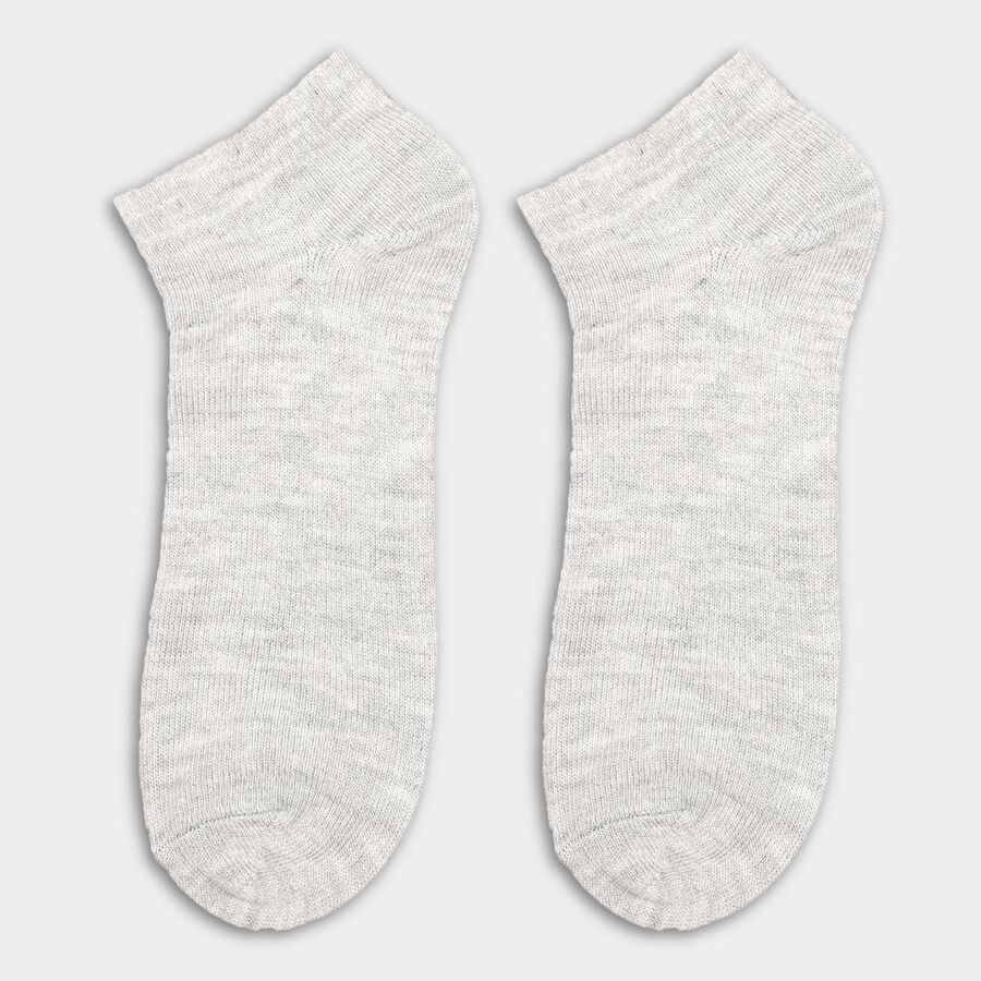 Men's Black, White and Grey Cotton Blend Ankle Socks, Black, large image number null