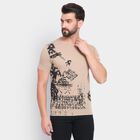 Men's Round Neck Half Sleeves T-Shirt, गहरा पीला, small