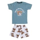 Infants' Blue Cotton Round Neck Graphic Baba Suit, टील ब्लू, small image number null