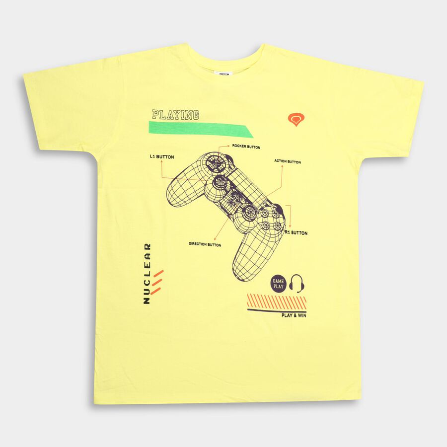 Boys' Half Sleeves T-Shirt , पीला, large image number null