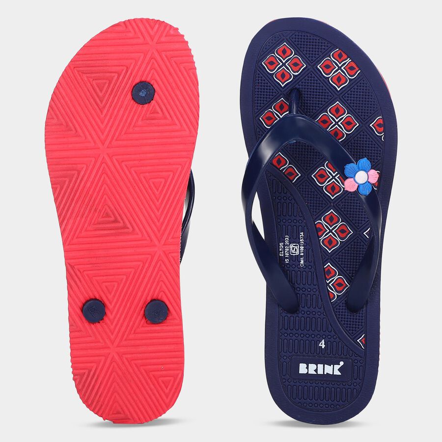 Women's Navy Blue Flip-Flops Slippers, Blue, large