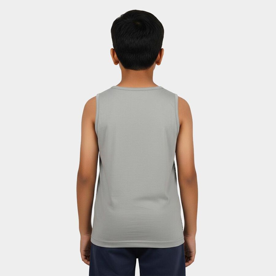 Boys Light Grey Round Neck Casual Printed T-Shirt, Light Grey, large