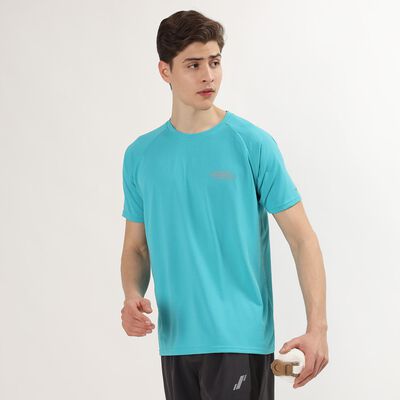 Men's Bright Turquoise Crew Neck Athleisure T-Shirt