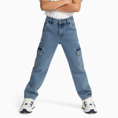 Boys' Light Blue Relaxed Fit Cargo Jeans