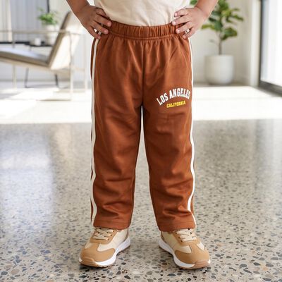 Boys Brown Straight Fit Graphic Printed Pyjama
