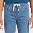 Boys' Light Blue Drawstring Jeans, Mid Blue, small