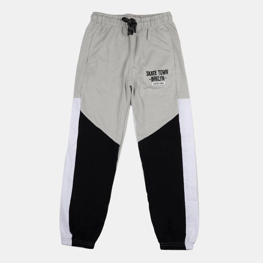 Boys' Light Grey Regular Fit Sports Printed Pyjama, Light Grey, large