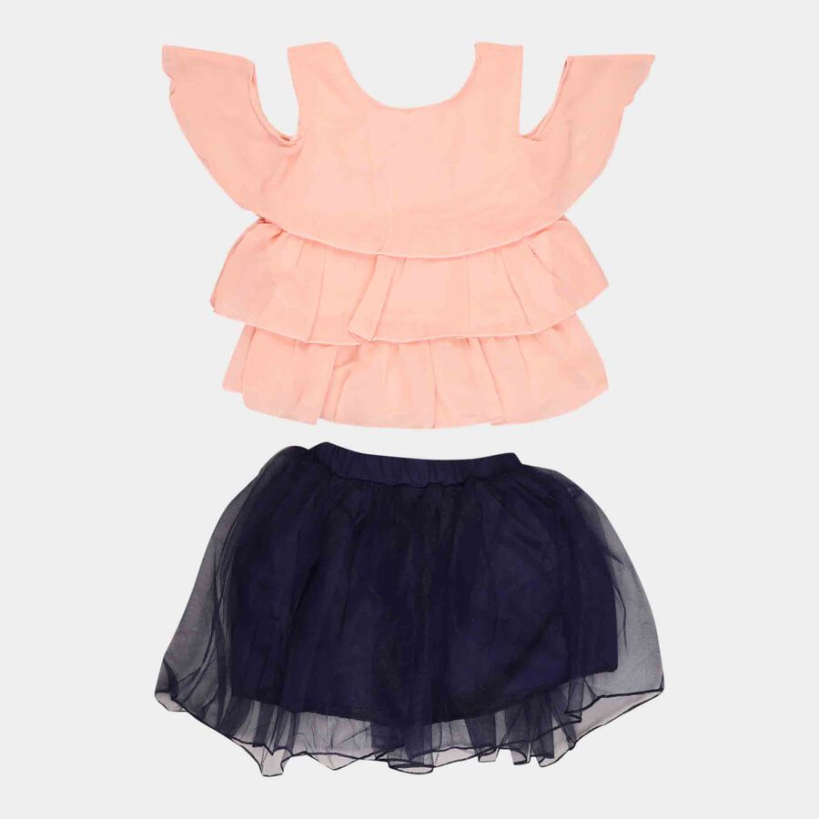 Solid Skirt Top Set, Peach, large image number null