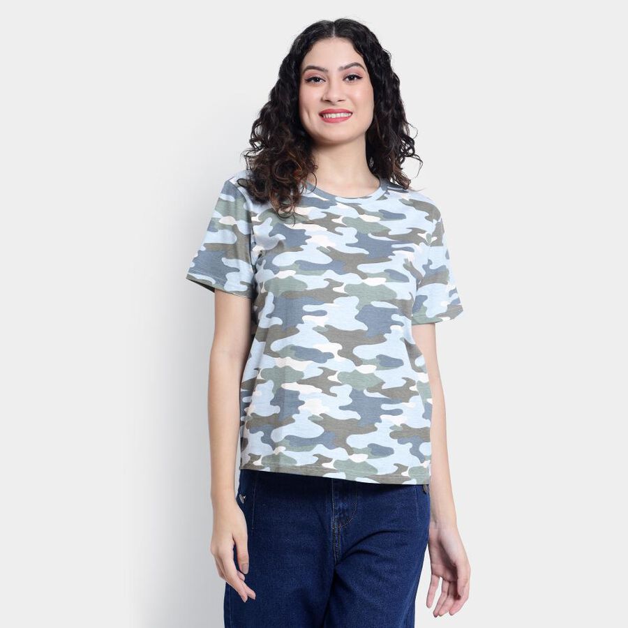 Cotton Round Neck T-Shirt, Light Green, large image number null